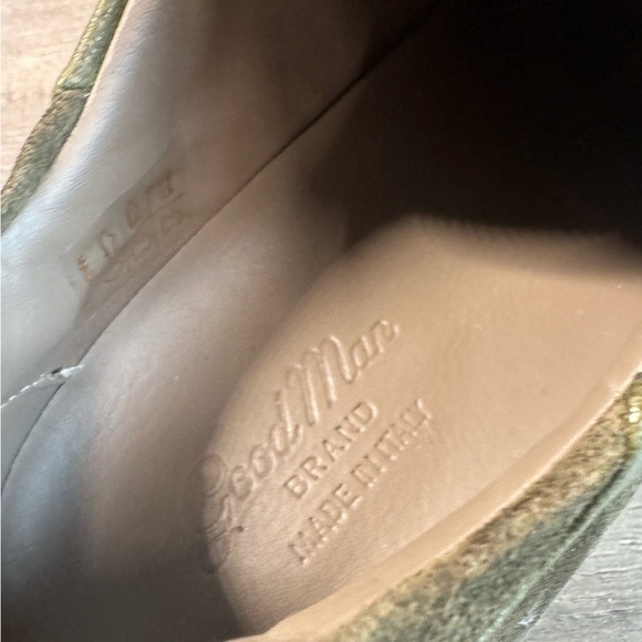 Goodman Modern London Edge Olive Green Leather Suede Snekers Mens 8 - Picture 10 of 12
